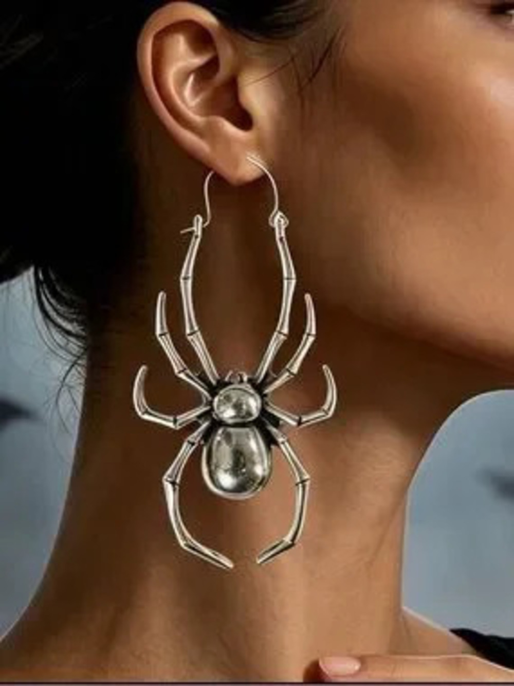 Silver Spider Statement Earrings